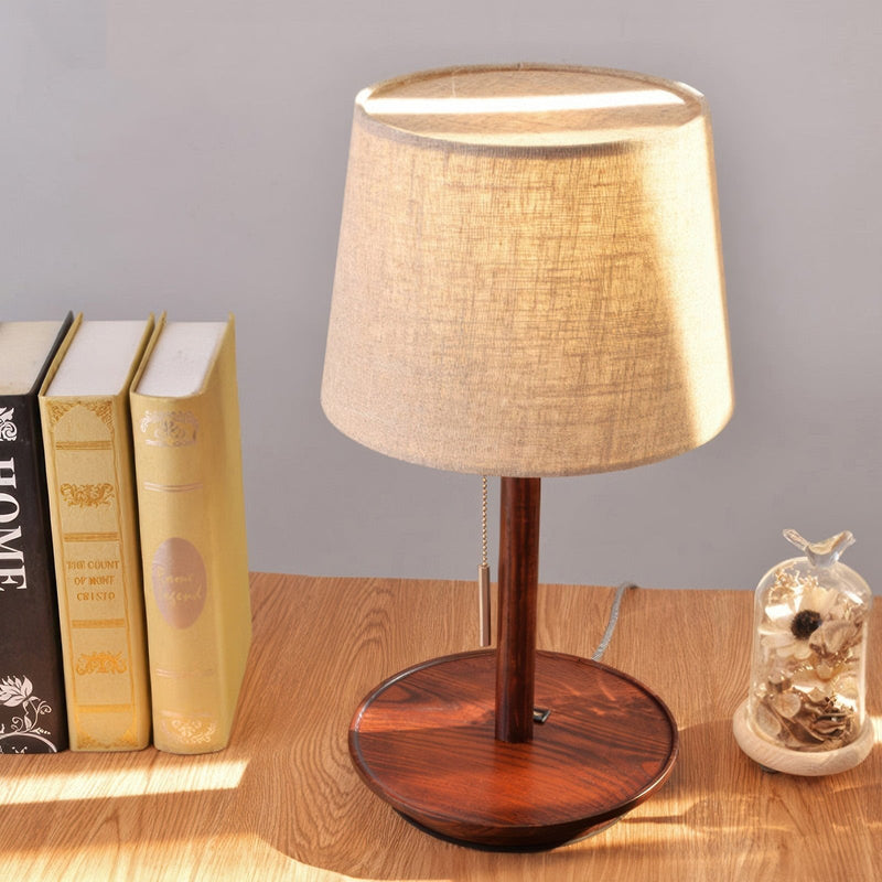 Gentle Glow | Nordic Walnut Table Lamp with Soft Shade