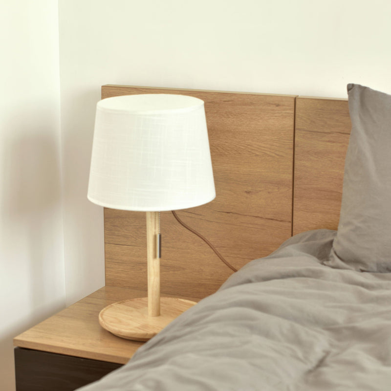 Gentle Glow | Nordic Walnut Table Lamp with Soft Shade