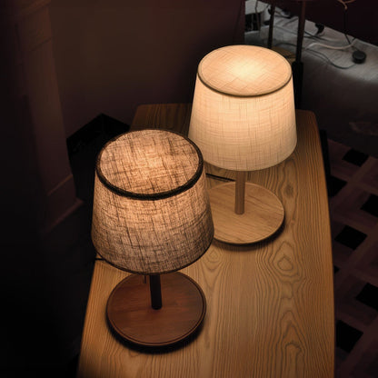 Gentle Glow | Nordic Walnut Table Lamp with Soft Shade
