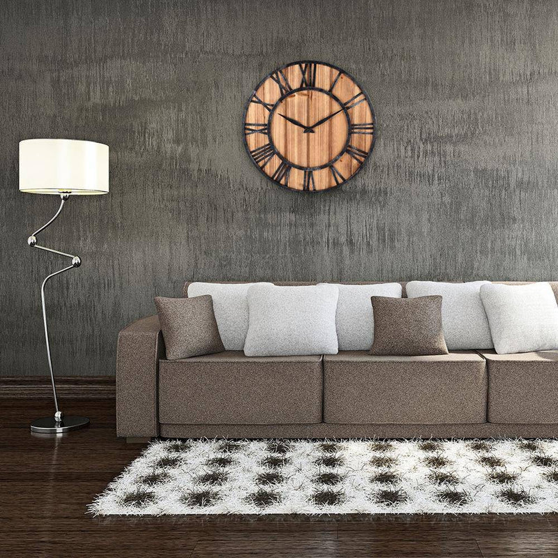 Large Modern Wall Clock | Wood and Metal Industrial Design