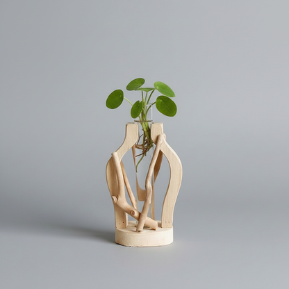 Natural Wooden Vase | Unique Home Plant Decoration