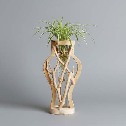 Natural Wooden Vase | Unique Home Plant Decoration