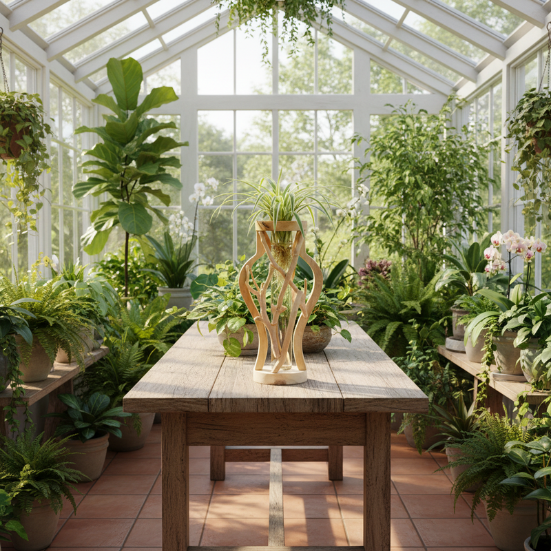 Natural Wooden Vase | Unique Home Plant Decoration
