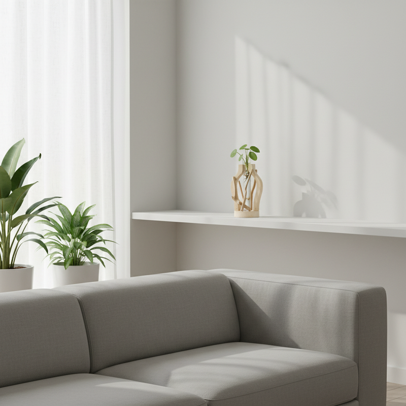 Natural Wooden Vase | Unique Home Plant Decoration