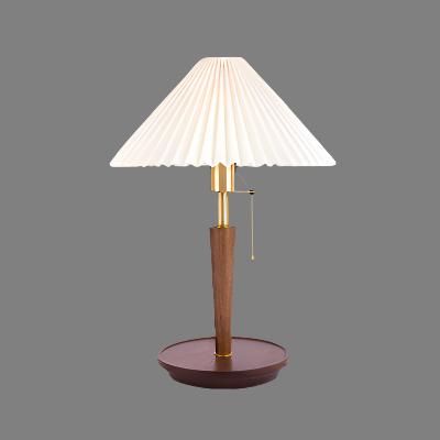 Vintage Pleated Wood Table Lamp | Bedside & Desk Lighting