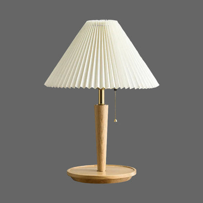 Vintage Pleated Wood Table Lamp | Bedside & Desk Lighting